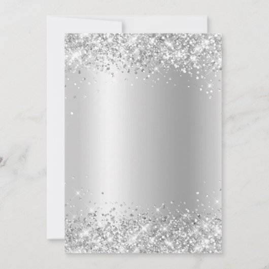 Invitation Faux Sparkly Silver Parties scintillant Satin Foil (Dos)