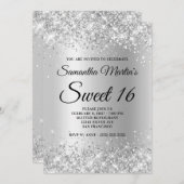 Invitation Faux Sparkly Silver Parties scintillant Satin Foil (Devant / Derrière)