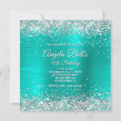 Invitation Faux Sparkly Silver Parties scintillant Turquoise  (Dos)