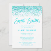 Invitation Faux Turquoise Parties scintillant douce 16 Annive (Devant)