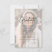 Invitation Faux Vellum Overlay moderne Photo Graduation Party (Devant)
