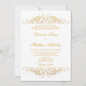 Invitation Faux Vintage d'huile d'or de Damas (Devant)