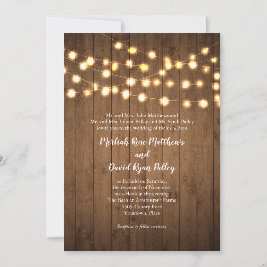 Invitation Faux Wood Mariage (Devant)