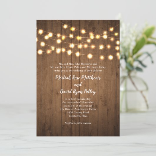 Invitation Faux Wood Mariage (Debout devant)