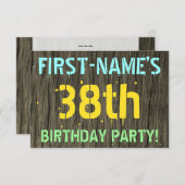 Invitation Faux Wood, Peint Texte Look, 38e anniversaire + No (Devant / Derrière)