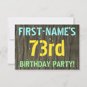 Invitation Faux Wood, Peint Texte Look, 73ème anniversaire + 