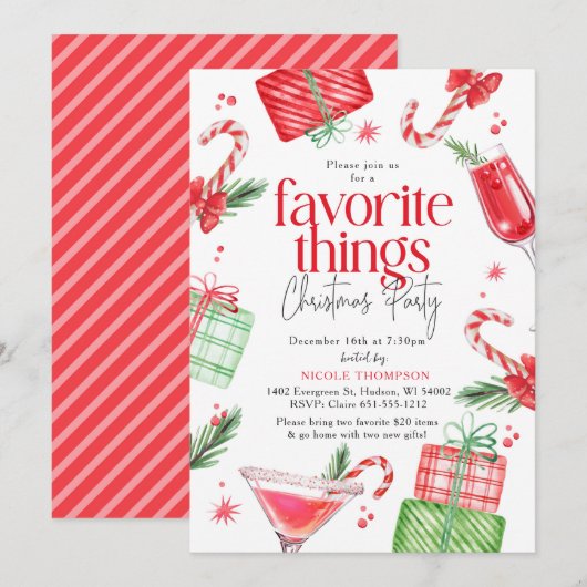 Invitation Favoris de Fête (Devant / Derrière)