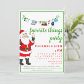 Invitation Favoris Fête avec Père Noël Champagne (Debout devant)
