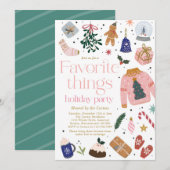 Invitation Favoris Fête de l'échange cadeau de vacances (Devant / Derrière)