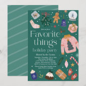 Invitation Favoris Fête de l'échange cadeau de vacances (Devant / Derrière)