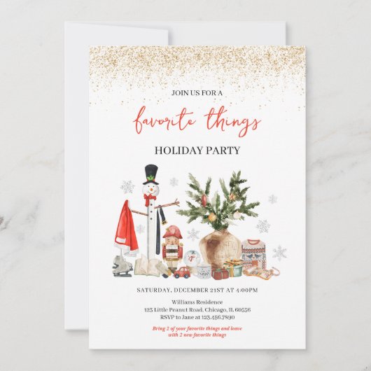 Invitation Favoris Fête de vacances (Devant)
