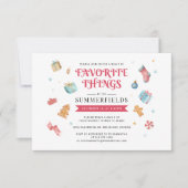 Invitation Favoris Noël Choses favorites Fête d'échange de ca (Devant)