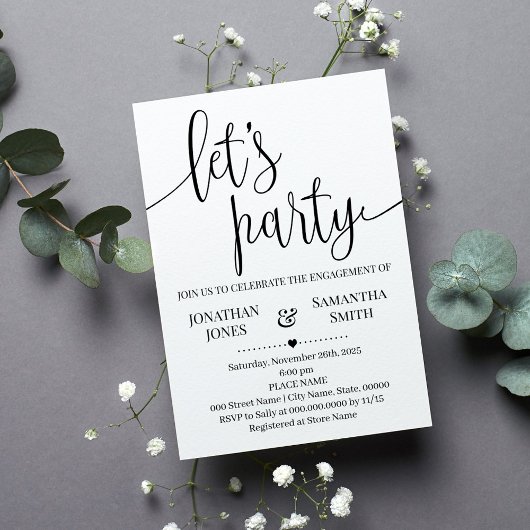 Invitation Favorise l'engagement des parties Mariage minimali