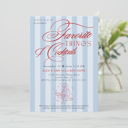 Invitation Favorite Things & Cocktails Holiday Gift Exchange (Debout devant)