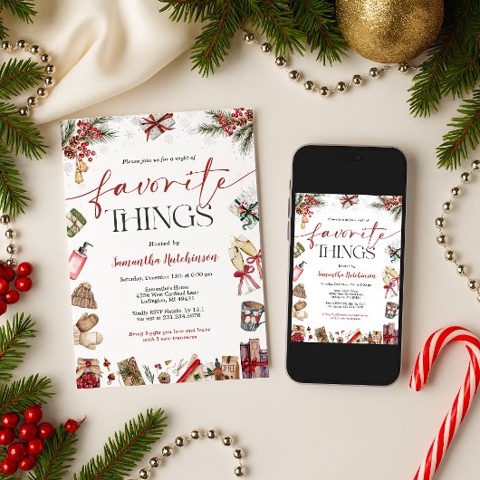 Invitation Favorite Things Gift Exchange Party Invite