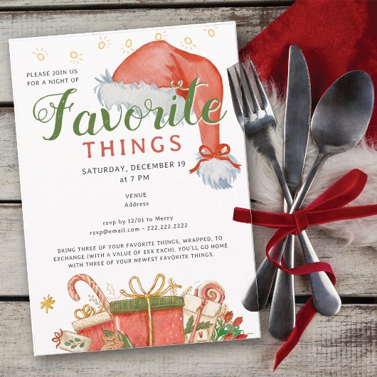 Invitation Favorite Things Party Holiday Fav Gift Exchange