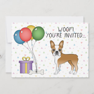 Invitation Fawn Et White Boston Terrier Cute Dog - Anniversai