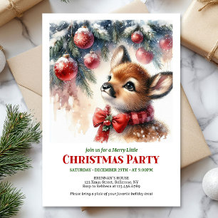 Invitation Fawn festif forêt enneigée Noël hivernal cosy