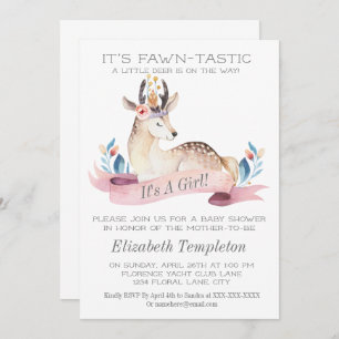 Invitation Fawntastic Deer It's A Girl Baby shower