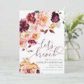 Invitation Faye Bourgogne Floral Automne Déjeuner Brunch (Debout devant)