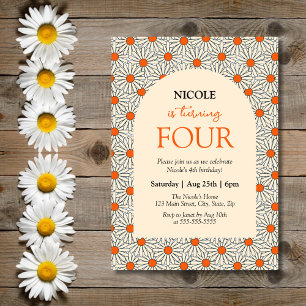 Invitation Fayère des marguerites orange beige Arc floral 4e