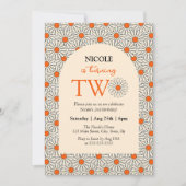 Invitation Fayère Orange Beige Arc Floral 2e Anniversaire (Devant)