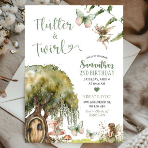 Invitation Fbattement & Twirl Enchanted Forest Fée Anniversai