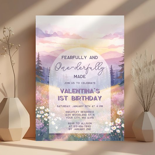 Invitation Fearfully and Onederfully Made Girl First Birthday