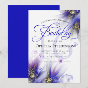 Invitation Fearless Navy Violet Abstrait Floral Anniversaire 