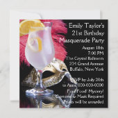 Invitation Feather Mask 21st Birthday Party (Devant)
