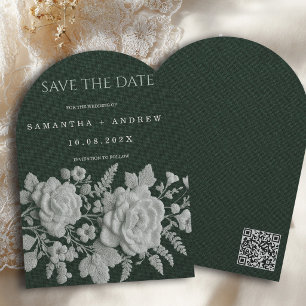 Invitation Fecha Reservada Faux En Relief Emeraude Botanique