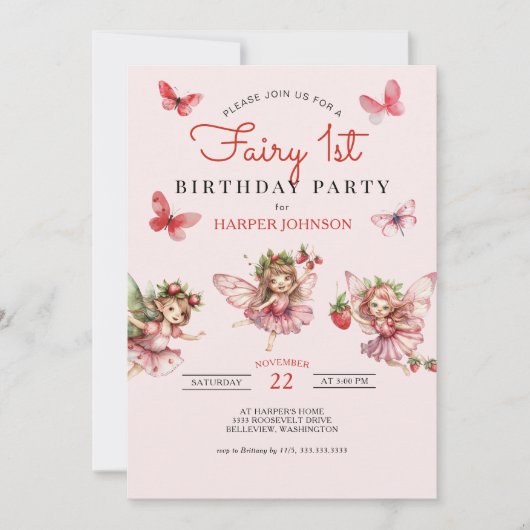 Invitation Fée 1er anniversaire (Devant)