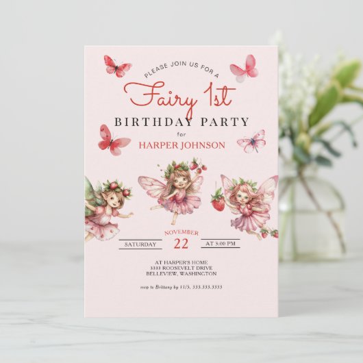 Invitation Fée 1er anniversaire (Debout devant)