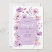 Invitation Fée 1er Anniversaire Fée Fille Violette Fête (Devant)