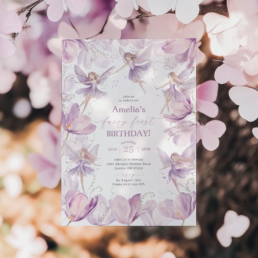 Invitation Fée 1er Anniversaire Filles Fête Fée Violet