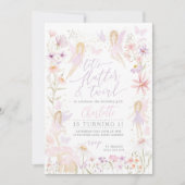 Invitation Fée 1er Anniversaire Flutter et Twirl (Devant)