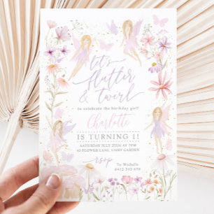 Invitation Fée 1er Anniversaire Flutter et Twirl