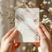 Invitation Fée 1ère Filles Florales Rose Anniversaire