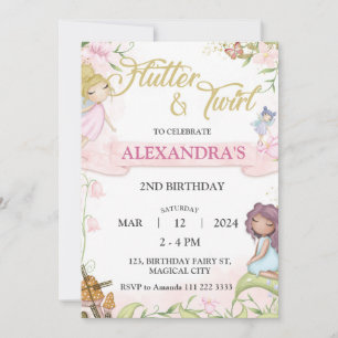 Invitation Fée 2ème 3ème 4ème 5ème Anniversaire Forêt Champêt