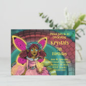 Invitation Fée afro-américaine et Lilypad fête d'anniversaire (Debout devant)
