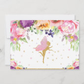 Invitation Fée Anniversaire Fête violet Floral Whimsical Phot (Dos)