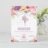 Invitation Fée Anniversaire violet rose Parties scintillant f (Debout devant)