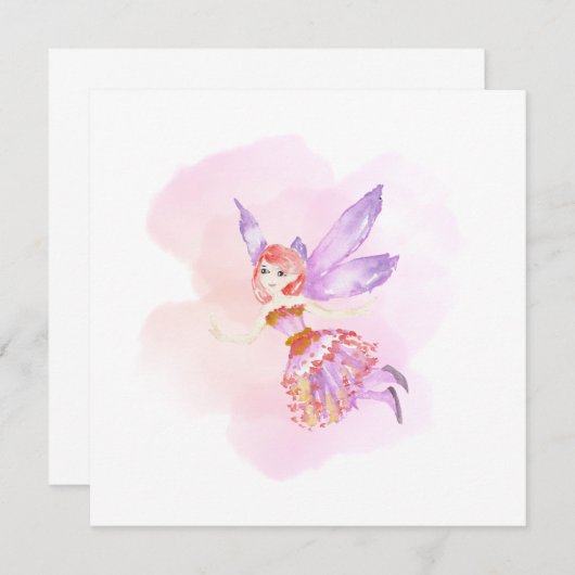 Invitation Fée Aquarelle (Devant / Derrière)