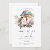 Invitation Fée aquarelle Pixie fête d'anniversaire (Devant / Derrière)