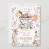 Invitation Fée Baby shower rose Lavande Fleur Tea Party (Devant)