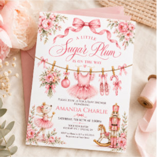 Invitation Fée Ballerine Sugar Plum Fille Baby Shower