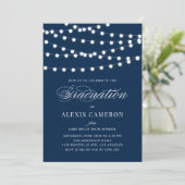 Invitation Fée blanche Lumières Marine Blue Graduation Party (Debout devant)