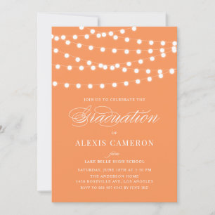 Invitation Fée Blanche Lumières Orange Graduation Party
