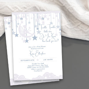 Invitation Fée Bleue de la Nuit Étoilée pour Baby Shower