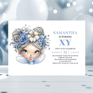 Invitation Fée bleue enchantée fille 2e anniversaire magie